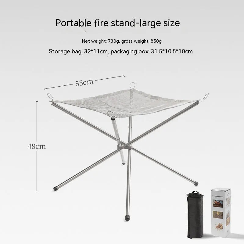 Silver stainless steel barbecue grill set with a fitted grill net, shown in medium and large size options.