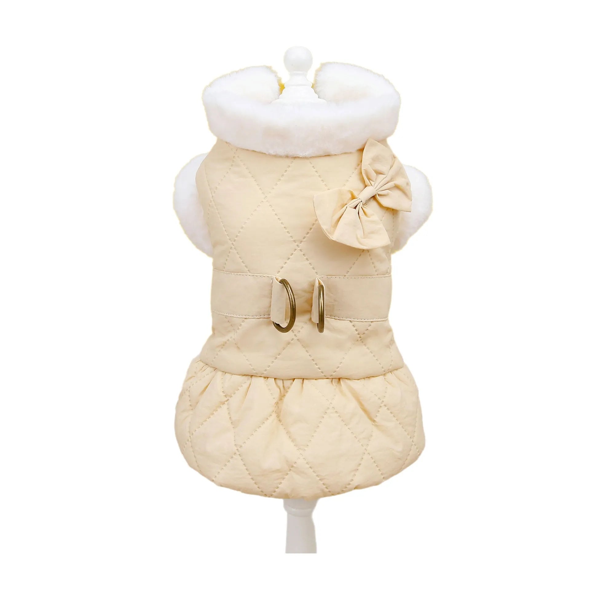 Cotton butterfly dog dress for small dogs in apricot colour with butterfly detail
