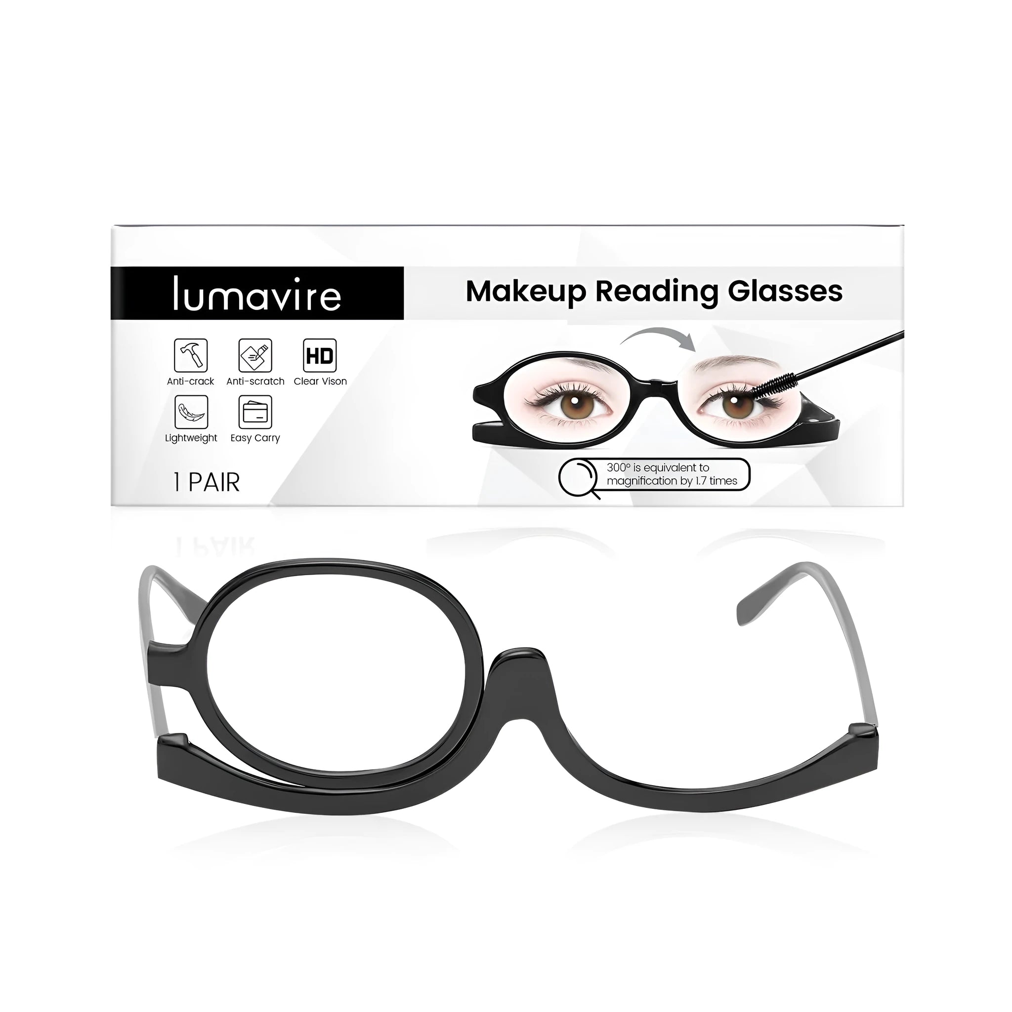 Makeup presbyopia glasses tool set with PC frame and acrylic magnifying lenses