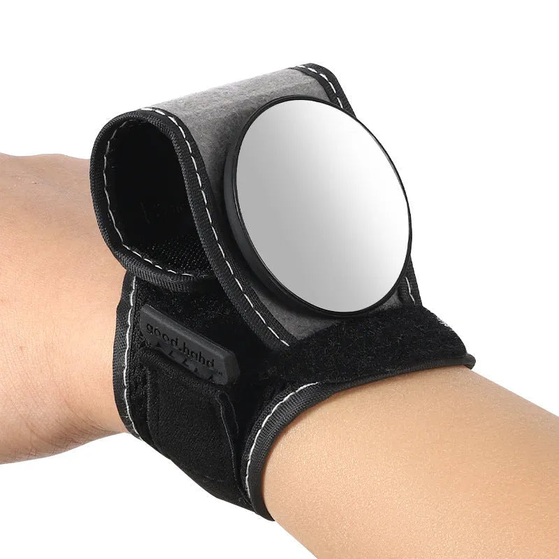 Black nylon bicycle rear-view mirror with adjustable arm for cycling safety