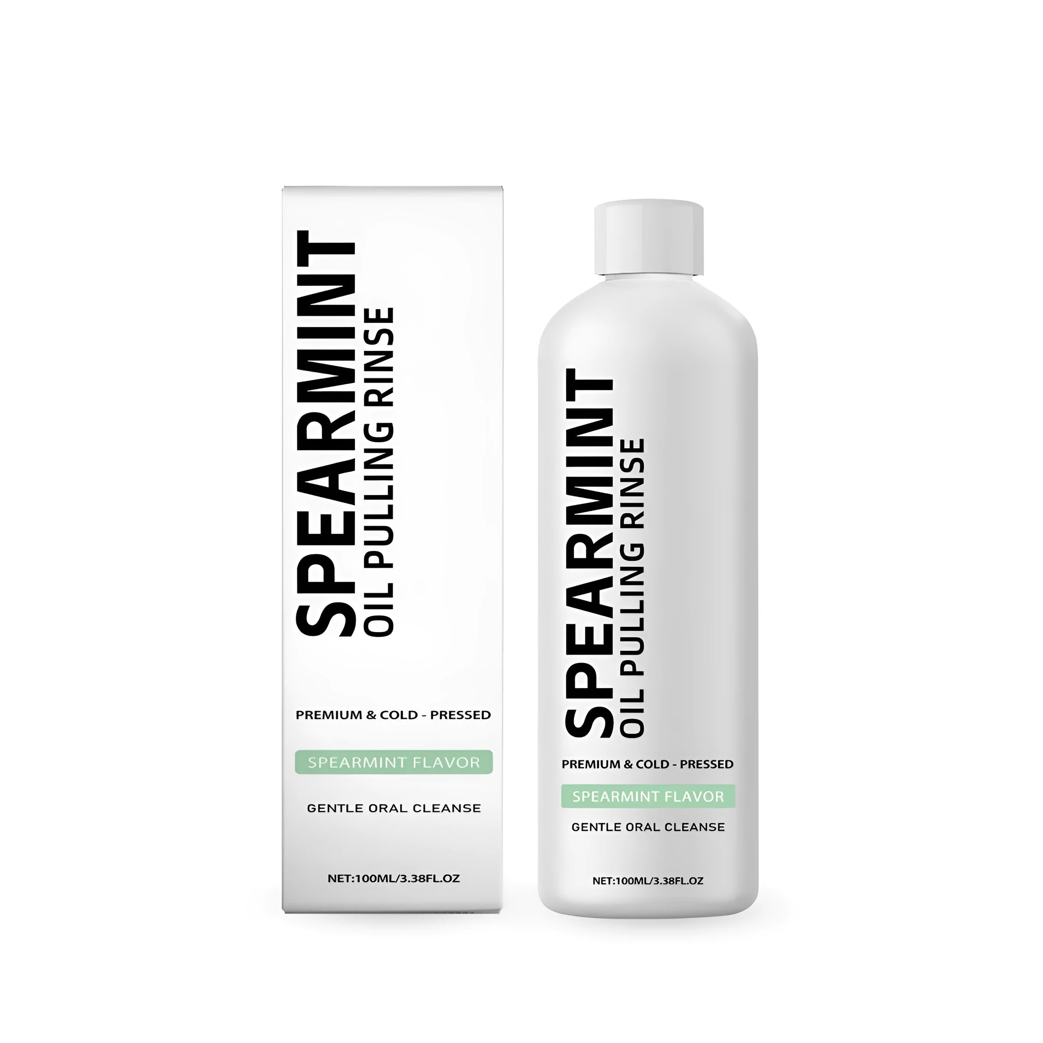 100ml spearmint oil pulling mouthwash rinse bottle with natural extracts