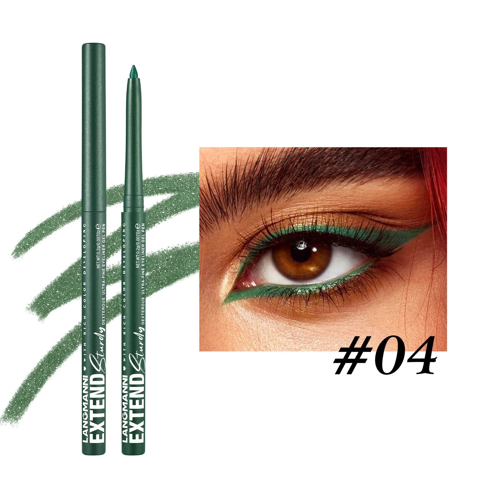 Set of 12 colourful gel glitter eyeliner pencils with matte, glitter, metallic, and pearl finishes