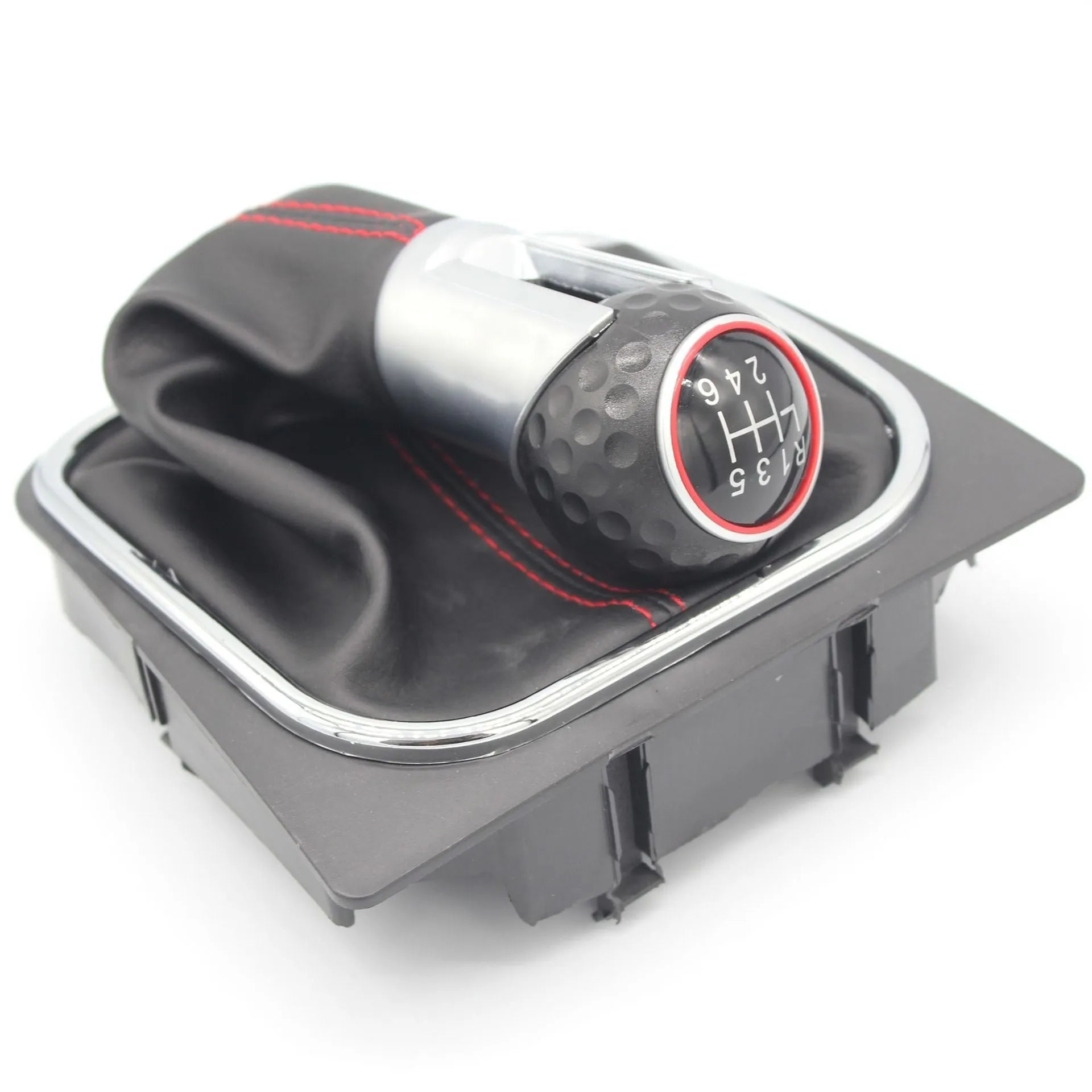 Leather gear lever handball replacement part for Volkswagen Golf 5, 6, and 7 manual transmission.