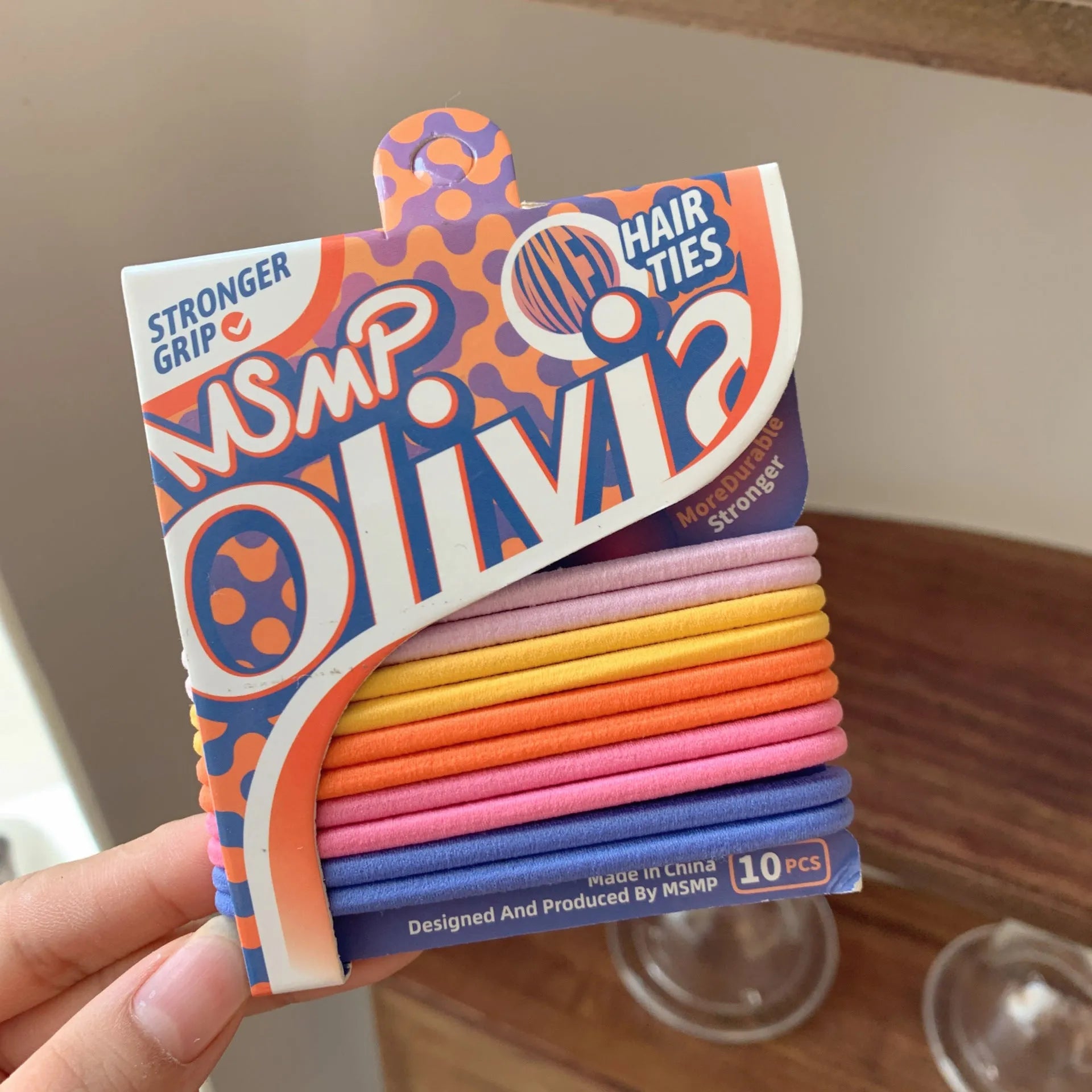 Candy colour braided rubber elastic hair bands for ponytails and braids without metal closures
