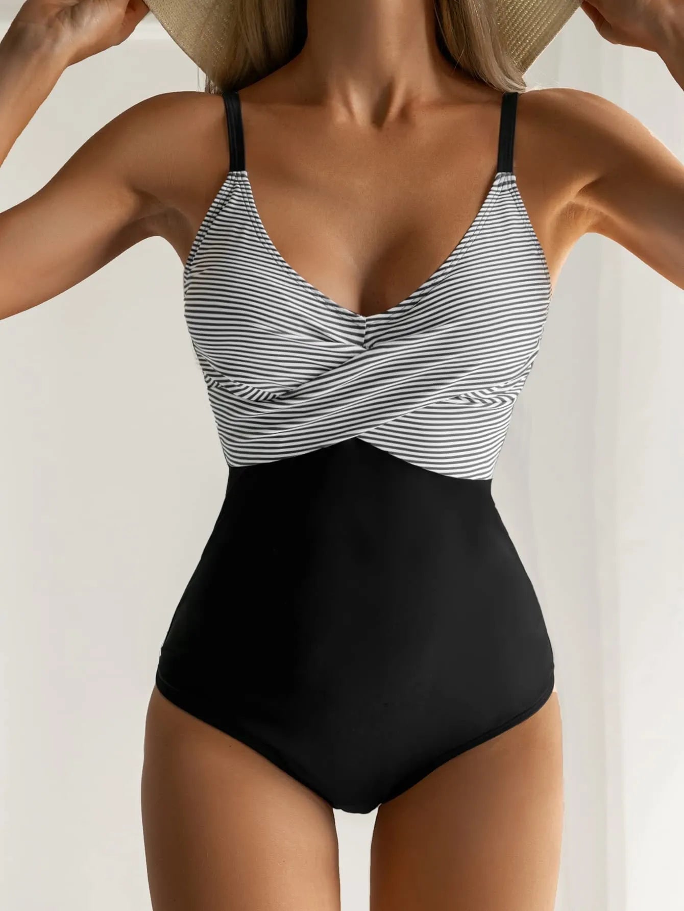 Women's printed bikini swimsuit with lace-up backless design in leopard print pattern