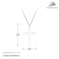 Sterling silver cross necklace with O-shaped chain in gold plating on display