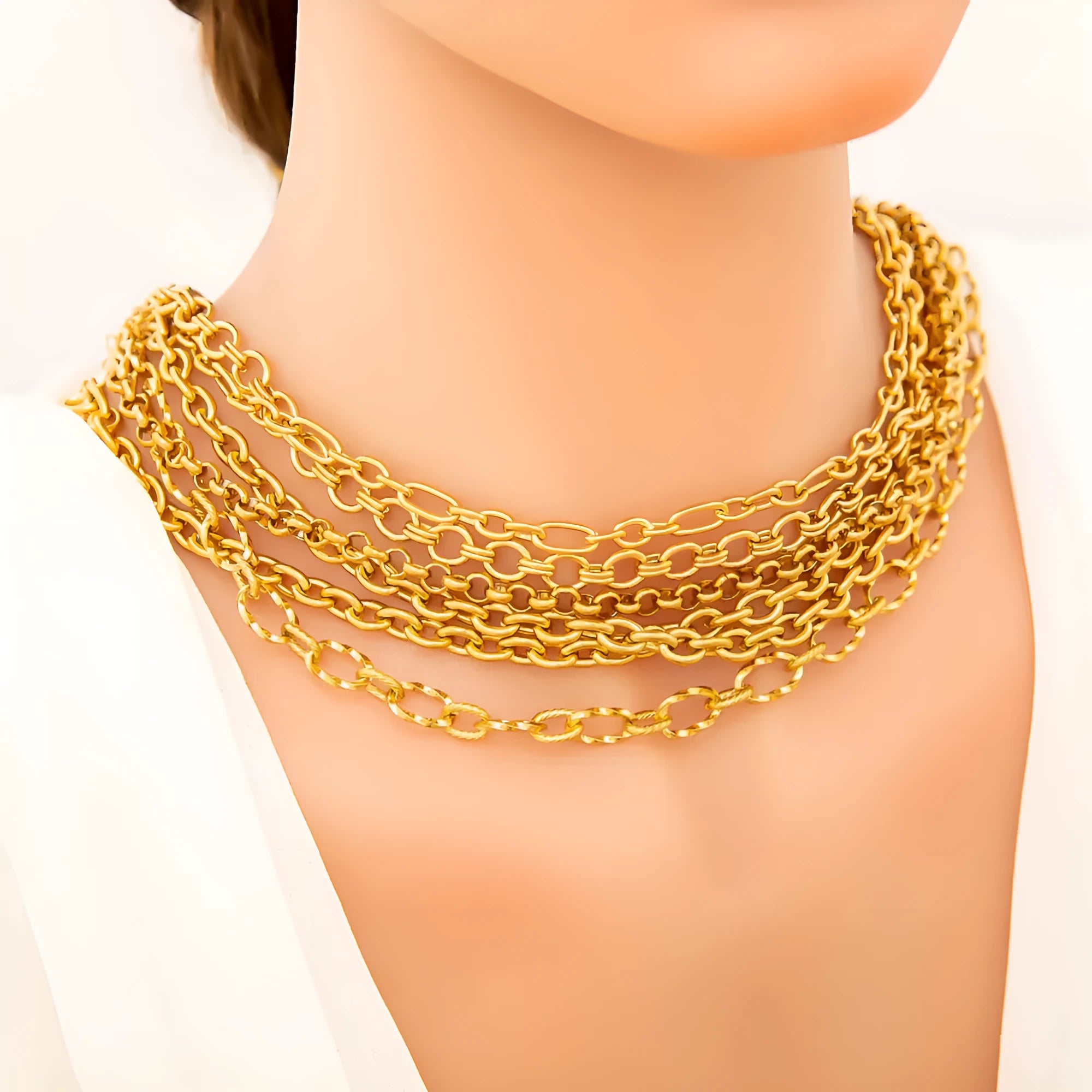 Handmade 18K gold colour stainless steel twist chain bracelet geometric shape