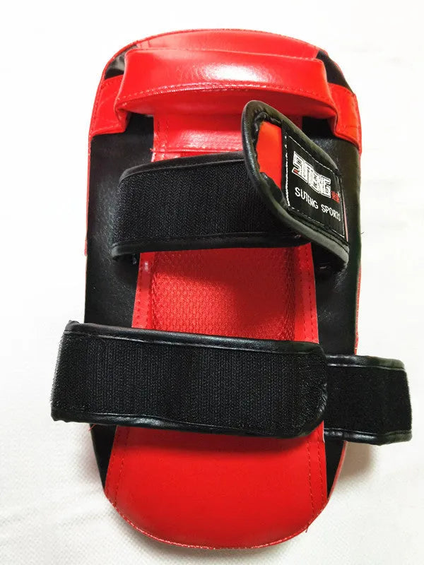 Black and red PU leather hand-held square martial arts foot target with strap