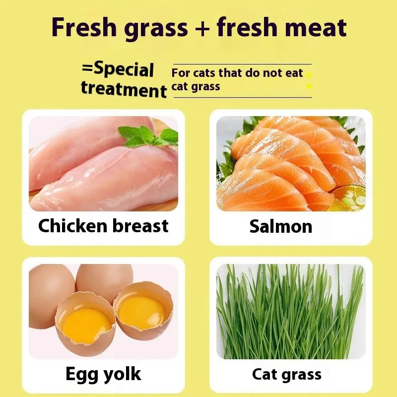 Bucket of freeze-dried cat grass grain snacks with two specification options