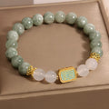 Women's oil green emerald crystal bracelet with five-strand design on female wrist