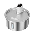 Stainless steel heated pet water fountain for cats and dogs on a nine-gear temperature base.