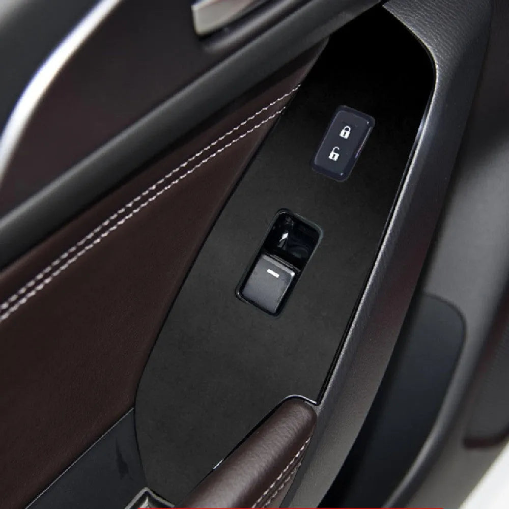 Four TPU protective films for 14-19 US/Canadian car dashboard door control panels in transparent and carbon fibre black