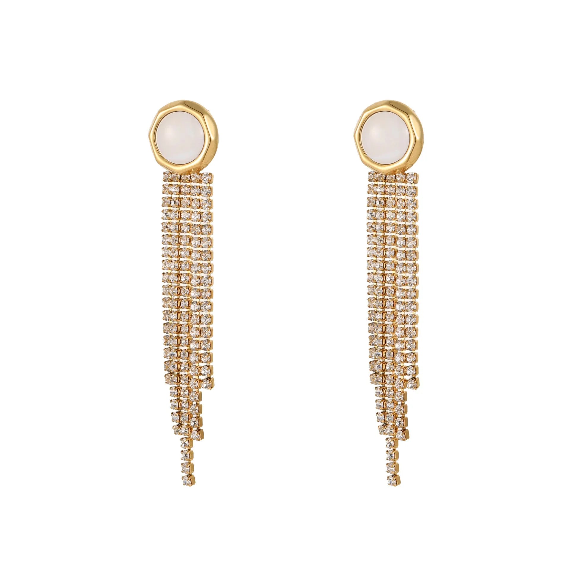 Stainless steel heart-shaped earrings with geometric star detailing and 18K gold electroplated finish
