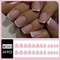 White plaid pattern fake nails coffin shape 24 pieces for nail extensions