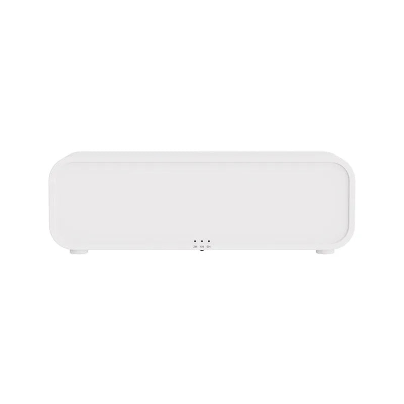 Black and white aroma diffuser with colour-changing flame effect lights and remote control for aromatherapy
