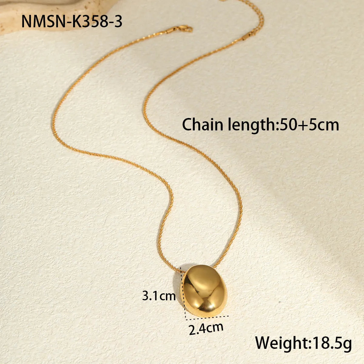 Gold geometric pendant necklace on stainless steel chain with adjustable 41-50cm length
