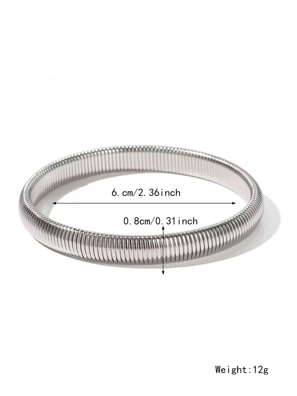 Women's titanium steel elastic bracelet with vertical stripe pattern in gold or silver colour
