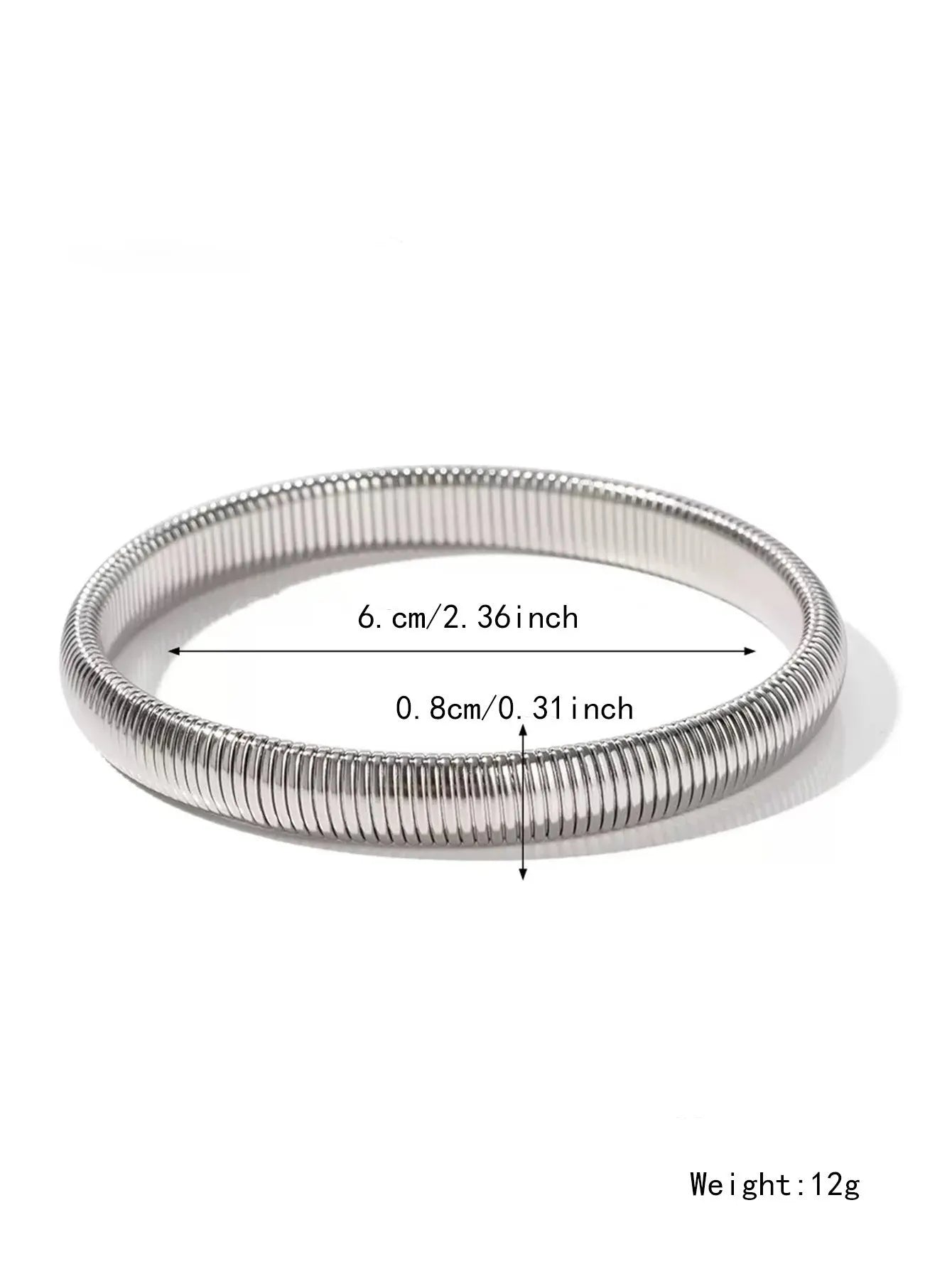 Women's titanium steel elastic bracelet with vertical stripe pattern in gold or silver colour