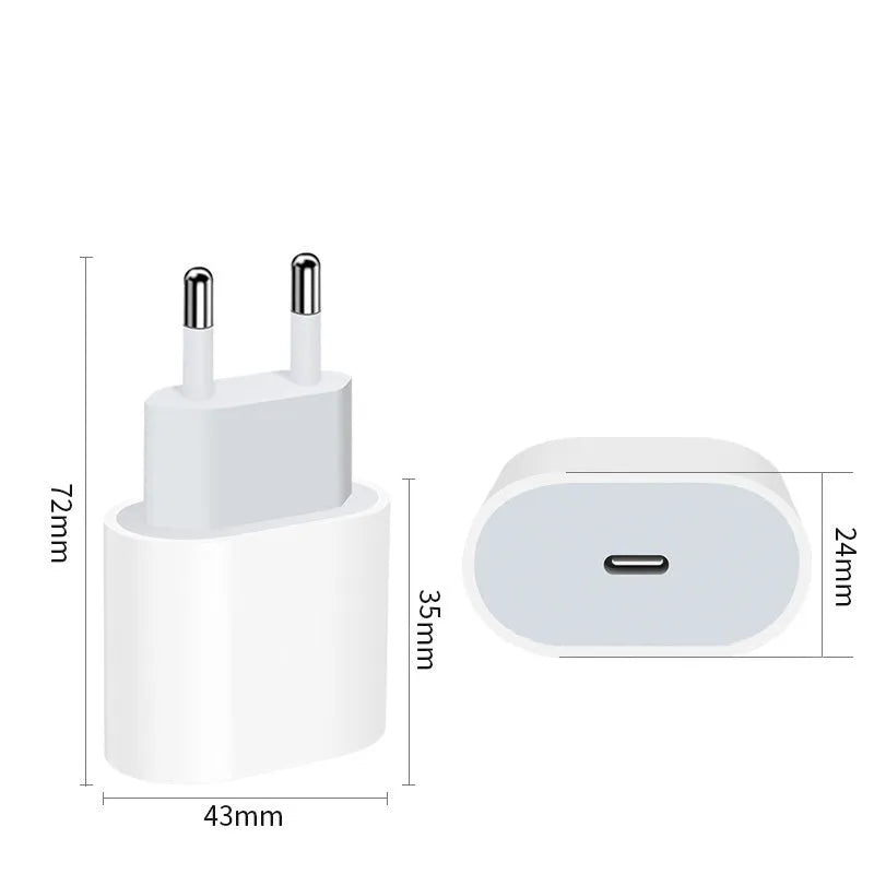 PD20W mobile phone charger with USB port and European/American plug options