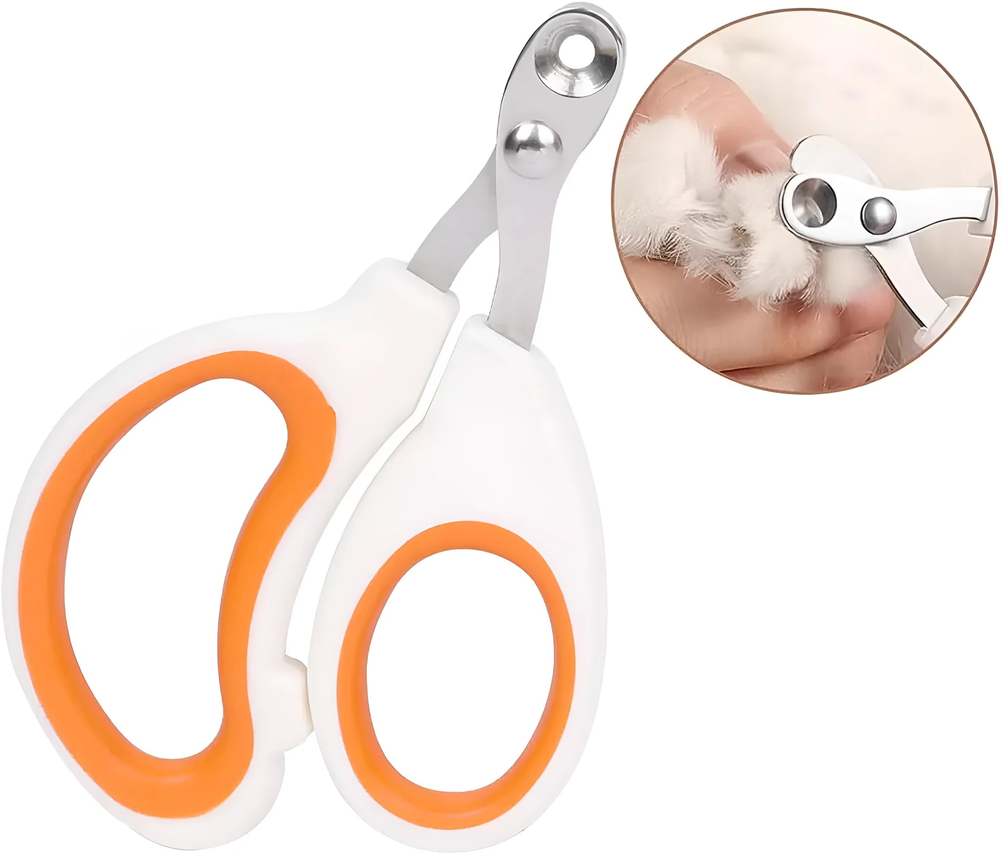Blue professional cat nail clippers with circular safety hole and non-slip grip.
