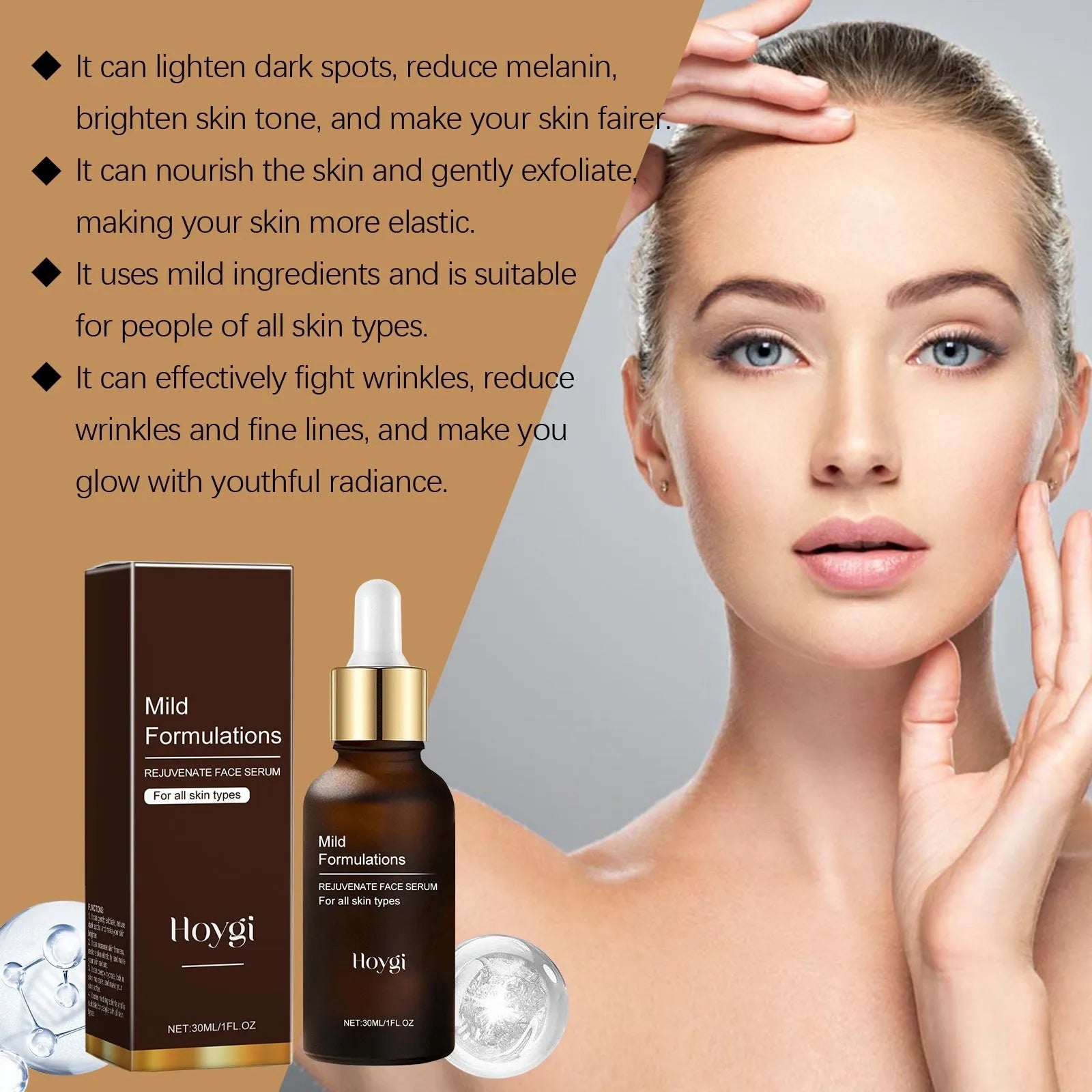 30ml facial skin care essence bottle with arbutin collagen vitamin C hyaluronic acid