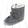 Baby winter high-top cotton shoes with Velcro fastening in white, embroidered detail