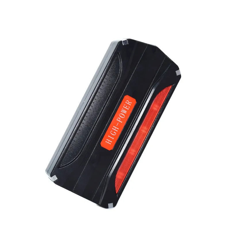 Black-red 12V vehicle emergency starting power supply measuring 178x80x30mm with safety protections