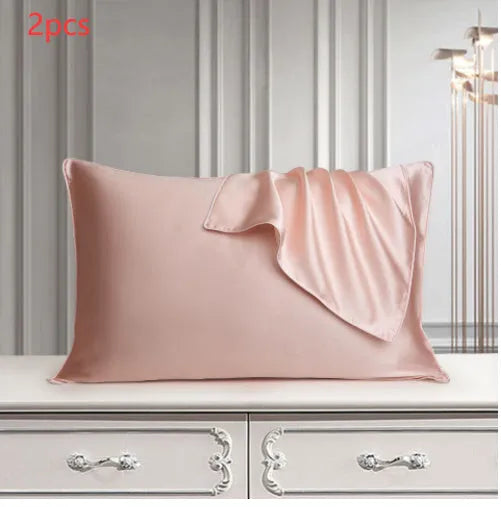 100% mulberry silk single pillowcase in 48x74cm size with inlaid rope weave, shown in Bean Paste Purple.