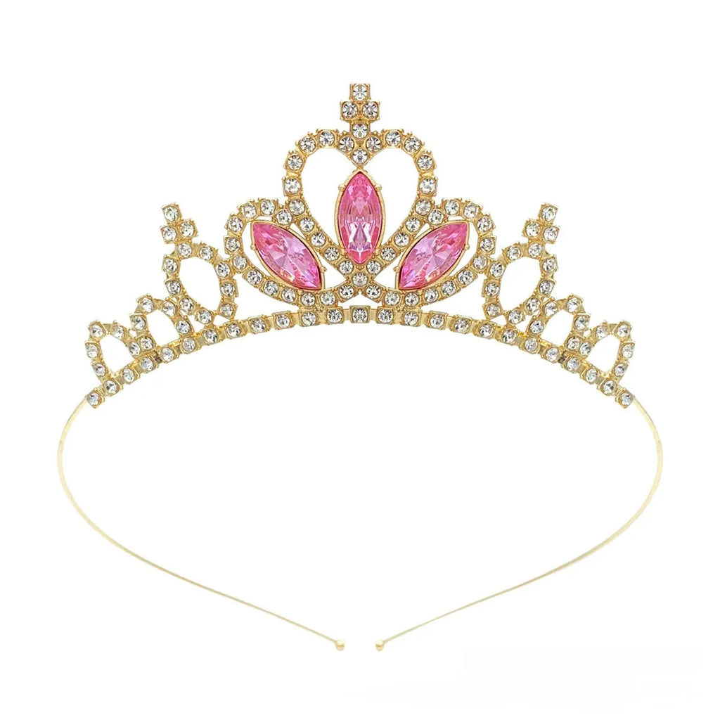 Girl's alloy princess crown with electroplated finish and crystal accents