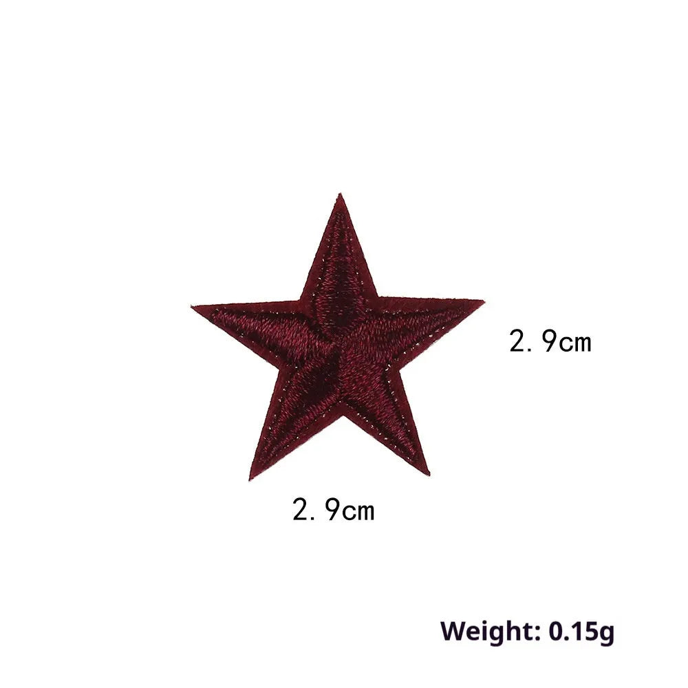 Colourful five-pointed star cloth embroidery stickers for DIY clothing decoration and craft projects