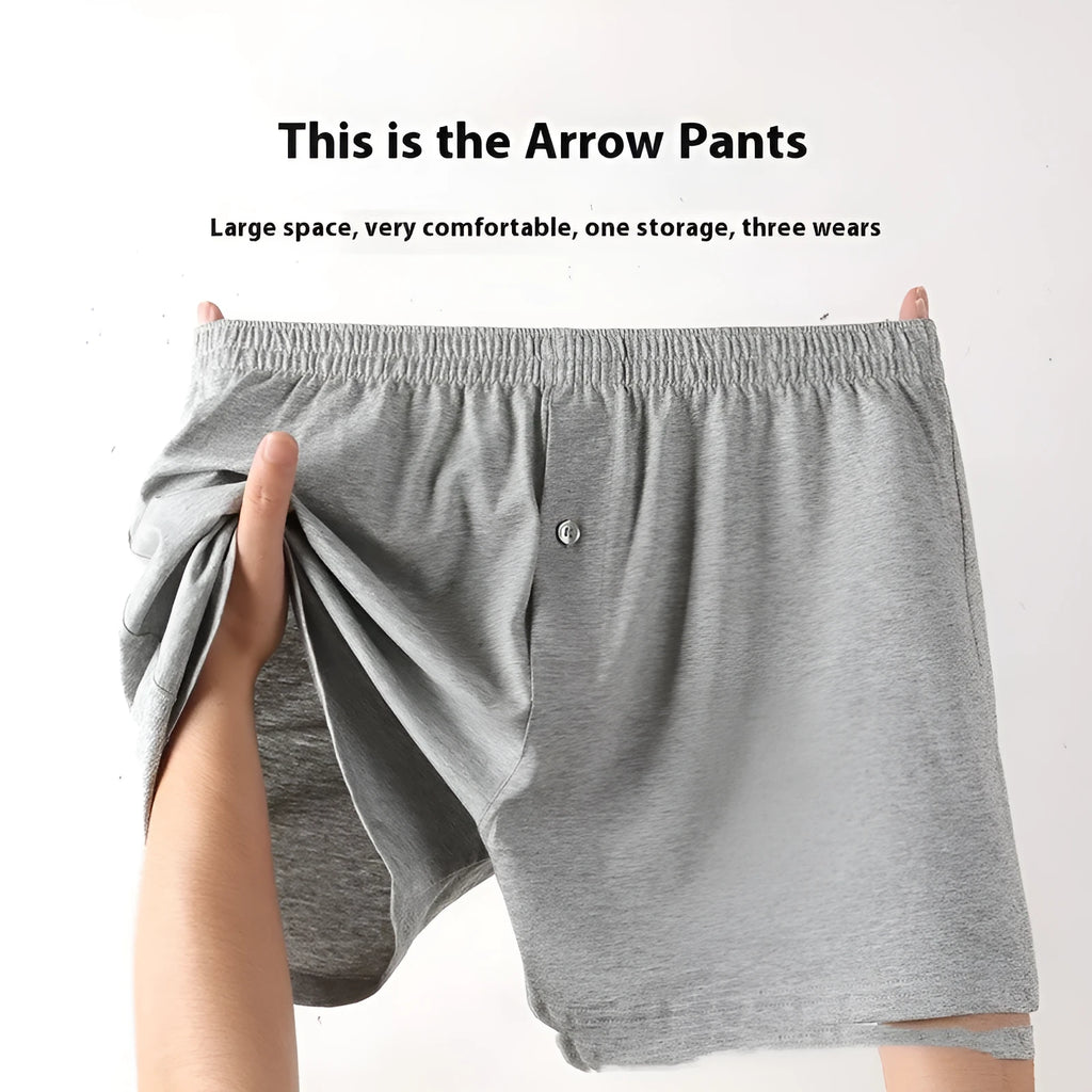 Men's solid-colour cotton boxer shorts with a high-waist, loose fit on a neutral background.