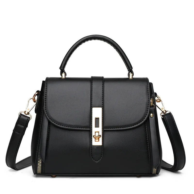 Soft PU leather women's messenger bag in a square vertical shape with an adjustable shoulder strap.