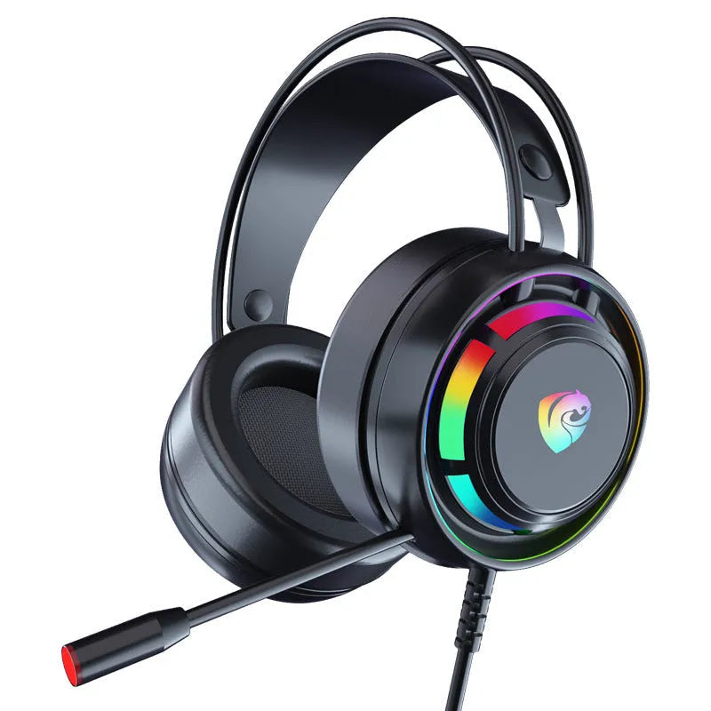 Black wired PC gaming headset with microphone showing 3.5mm plug and USB plug options