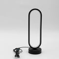 Black and white USB ring dimming LED night lamp with acrylic shade and iron base, 32 cm tall, three colour settings