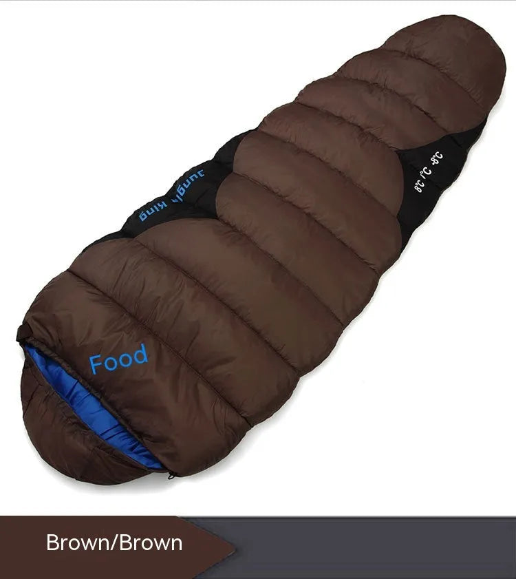Mummy-style outdoor sleeping bag in army green with compression storage bag for camping