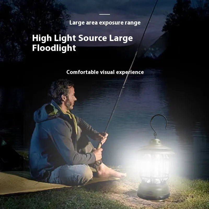 Portable camping lantern in black, green or red with super bright light for booths and outdoor use