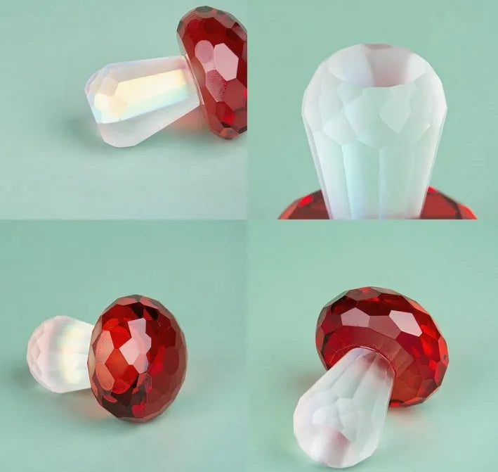 Colourful mushroom crystal decorative craft measuring 40x53mm in modern geometry design