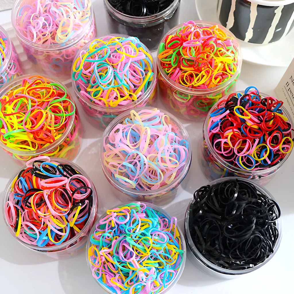 TPU baby hair ties elastic bands in multiple colours with reusable storage container for toddlers kids girls