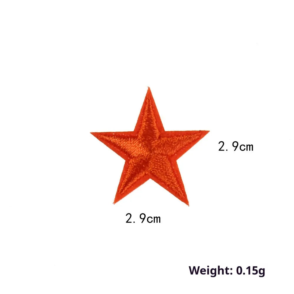 Colourful five-pointed star cloth embroidery stickers for DIY clothing decoration and craft projects
