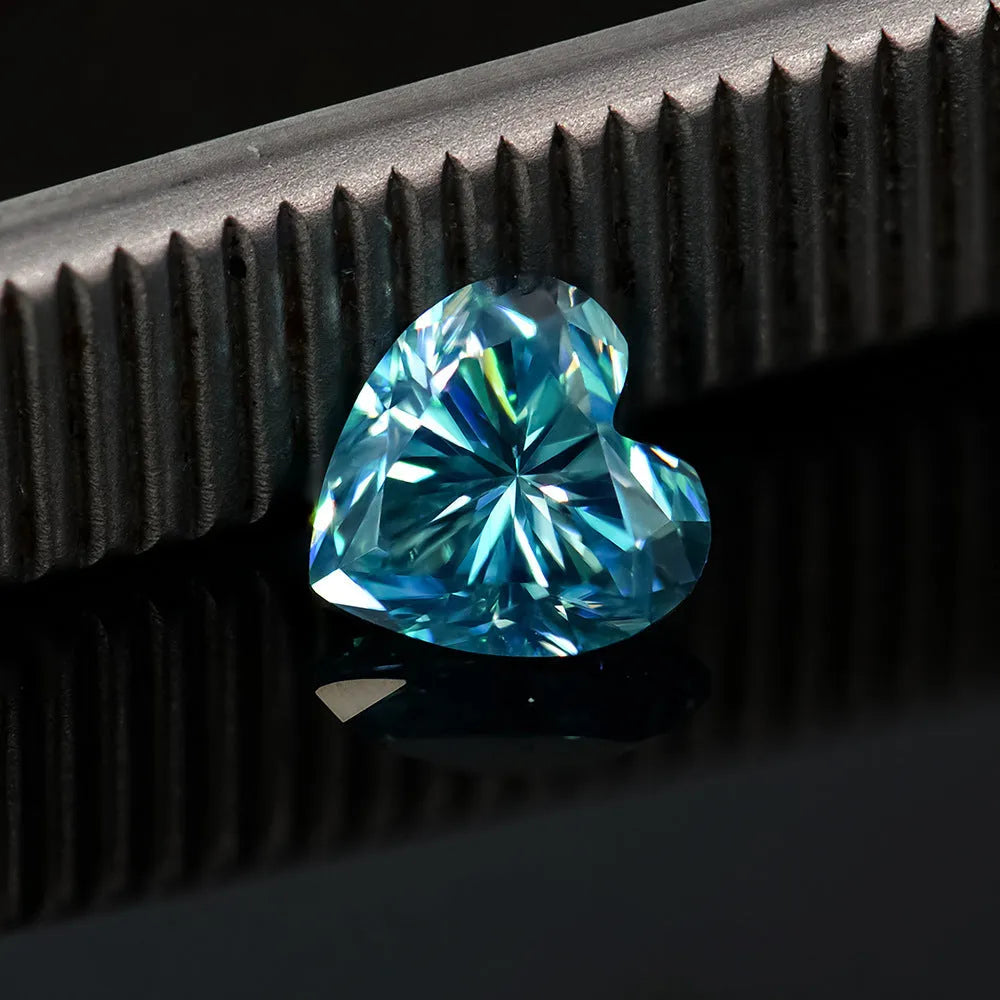 Lemon yellow moissanite heart-shaped stone in various sizes from 4mm to 11mm