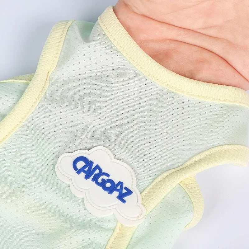 Lightweight polyester cat vest in sports style, available in grass green and taro purple colours