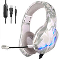 Wired gaming headset with microphone in camouflage blue or white colour with 40mm drivers