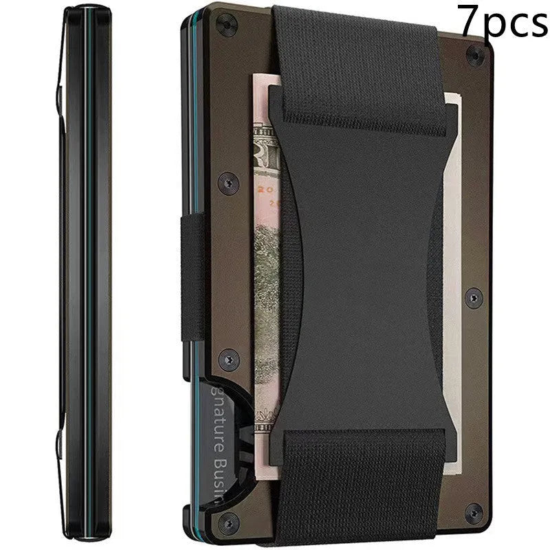 Metal card bag wallet with RFID anti-theft blocking, solid colour, frosted finish, unisex coin and card holder