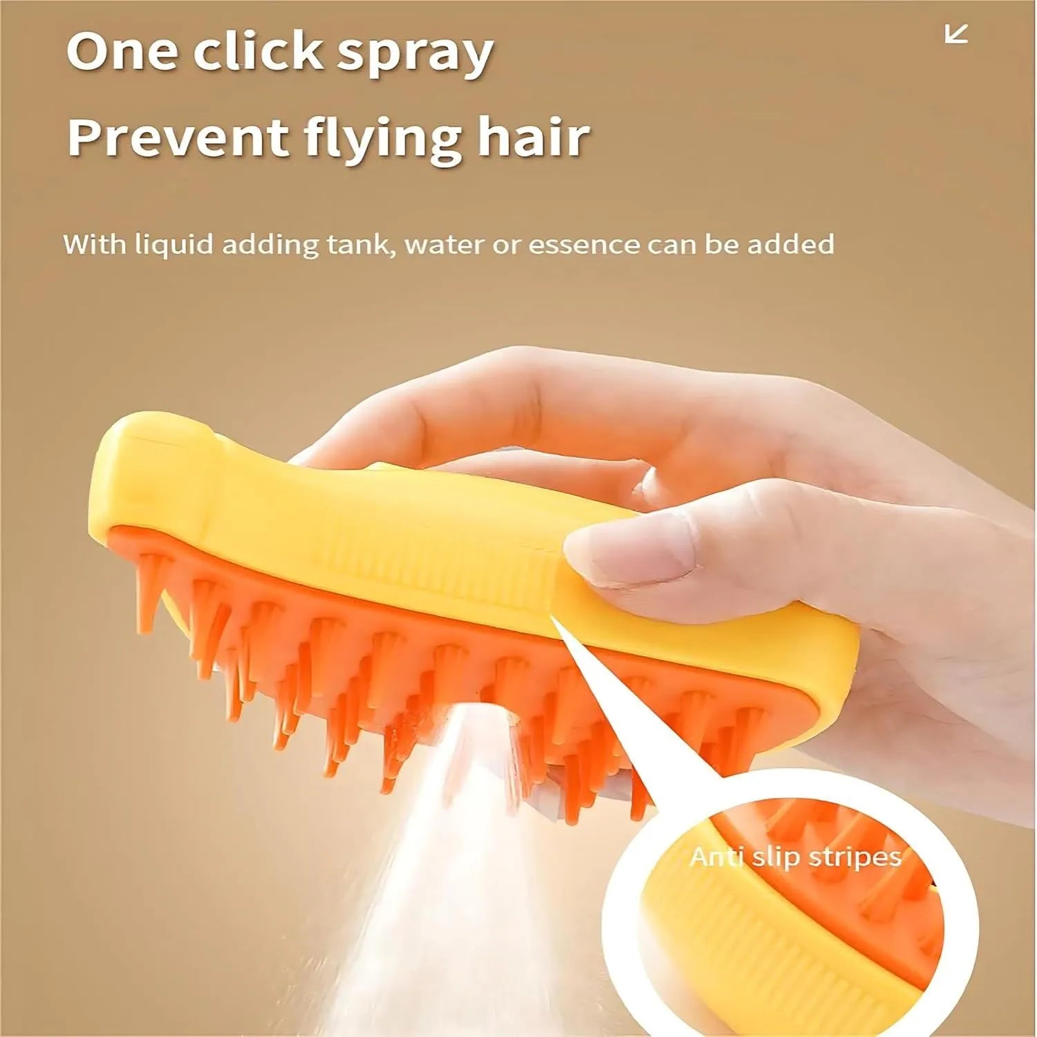 Rechargeable cat steam brush grooming tool with green and yellow colour options
