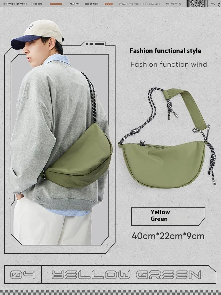 Men's lightweight nylon messenger bag in urban simplicity style with large capacity