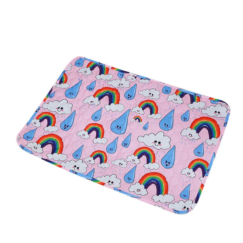 Reusable washable waterproof pet urine pad in animal print pattern with non-slip backing