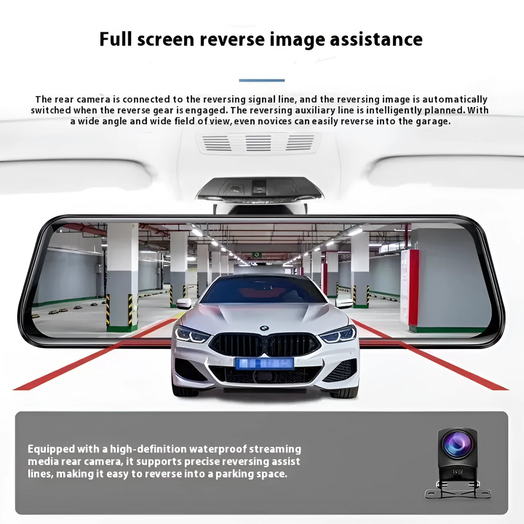 10 inch touch screen streaming video recorder with 9.66 inch display for car dash cam use