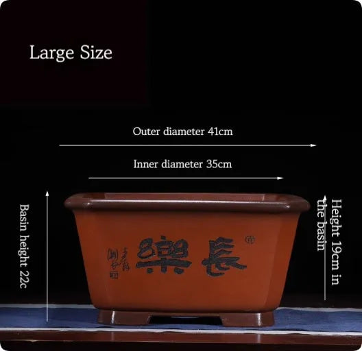 Extra large Chinese style purple clay plant pot for indoor flowers and plants