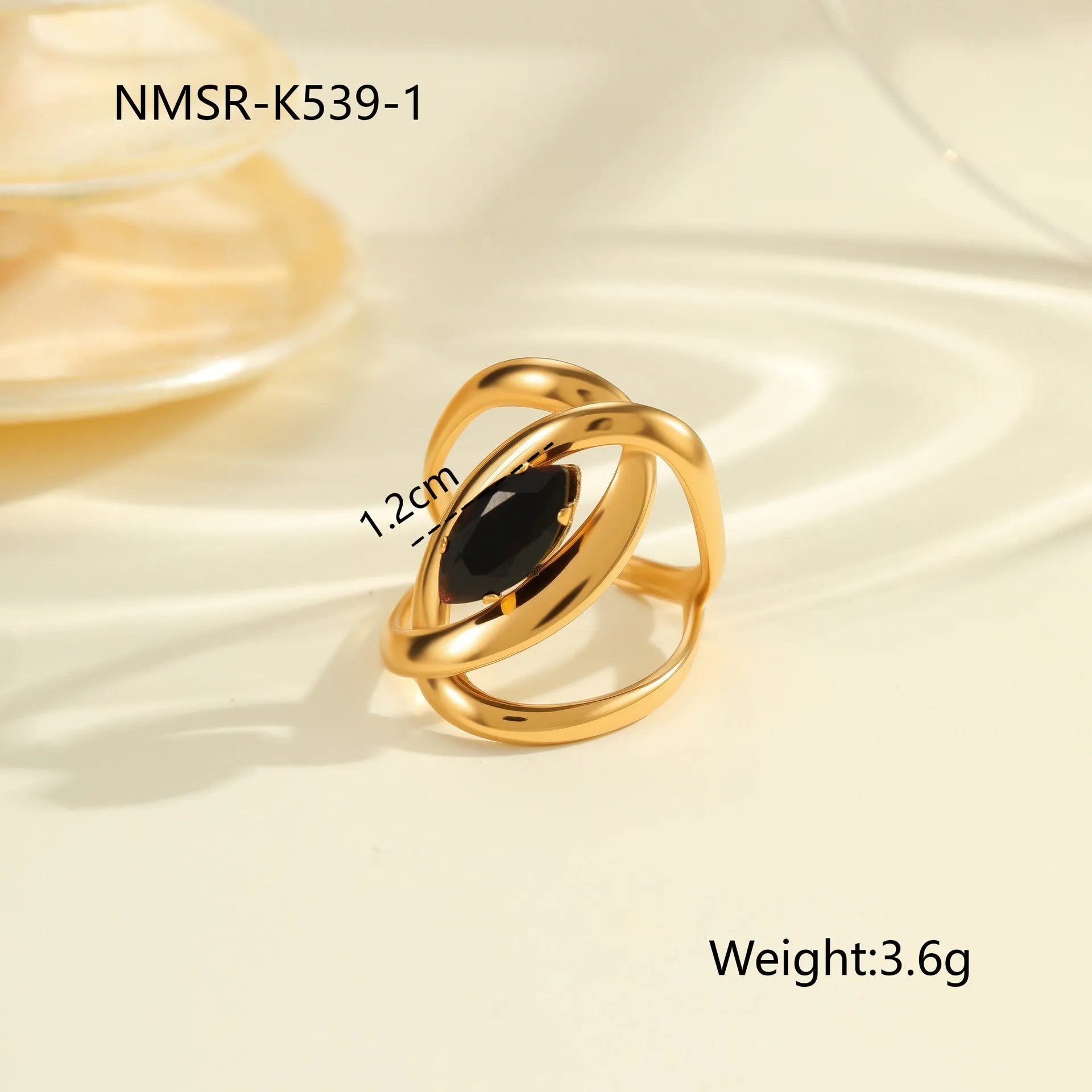 Adjustable open mouth titanium steel ring for women with inlaid zircon stones in a geometry design.