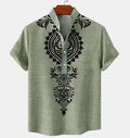 Men's loose-fit striped casual shirt with personalised button detailing in a handsome colour option